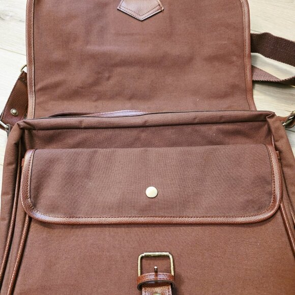 Vtg Polo Ralph Lauren Brown Canvas Messenger Travel Bag Purse Shoulder Strap - Picture 5 of 9